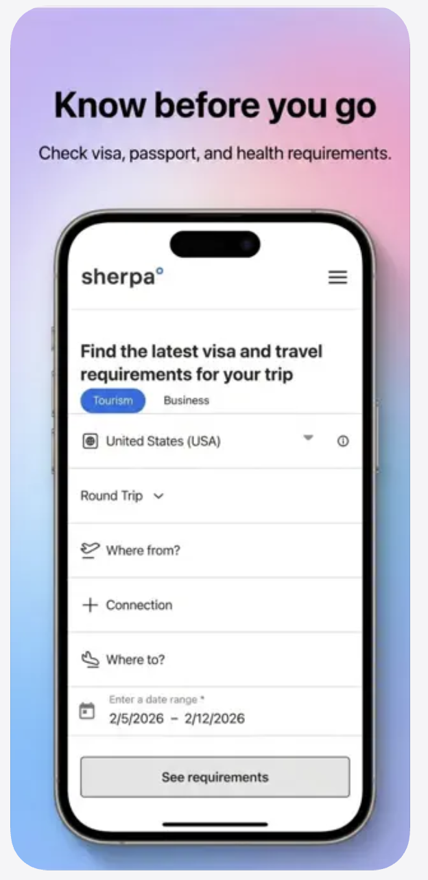 Know before you go — check visa, passport, and health requirements via Sherpa
